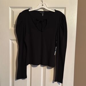 STATE Black Tie Front Fitted Blouse